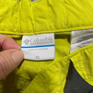 Bright yellow Columbia cargo pants